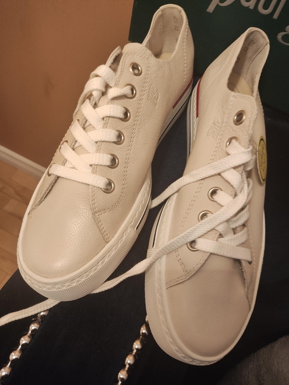 Paul Green Men's Beige Leather Low-Top Sneakers